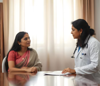Doctor consulting with child