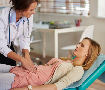 Doctor consulting with child