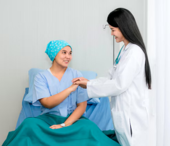 Doctor consulting with child